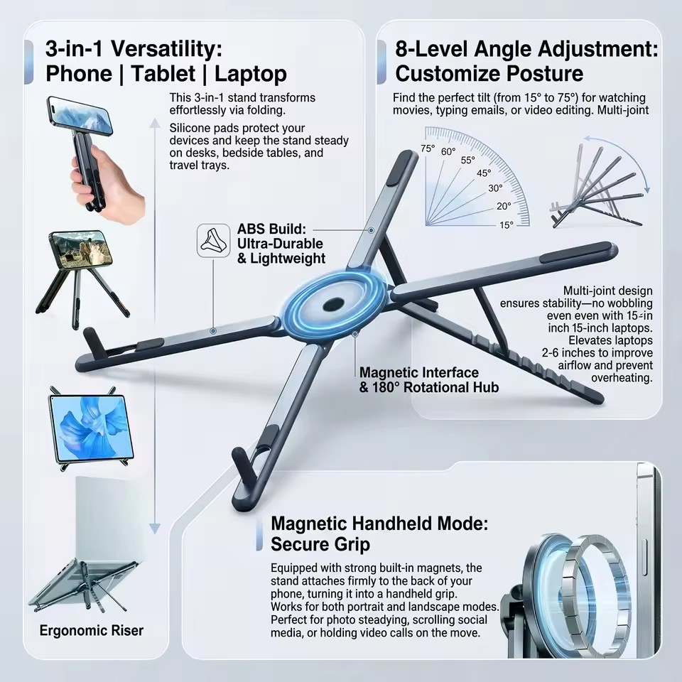 Laptop Ergonomic Accessories - Портативный магнитный держатель для телефона и