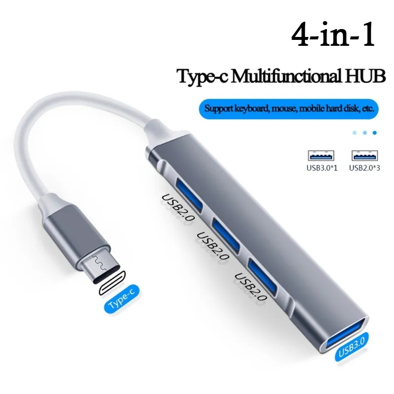 Laptop Accessories For Programmers - 4-в-1 USB C HUB 3.0 Type