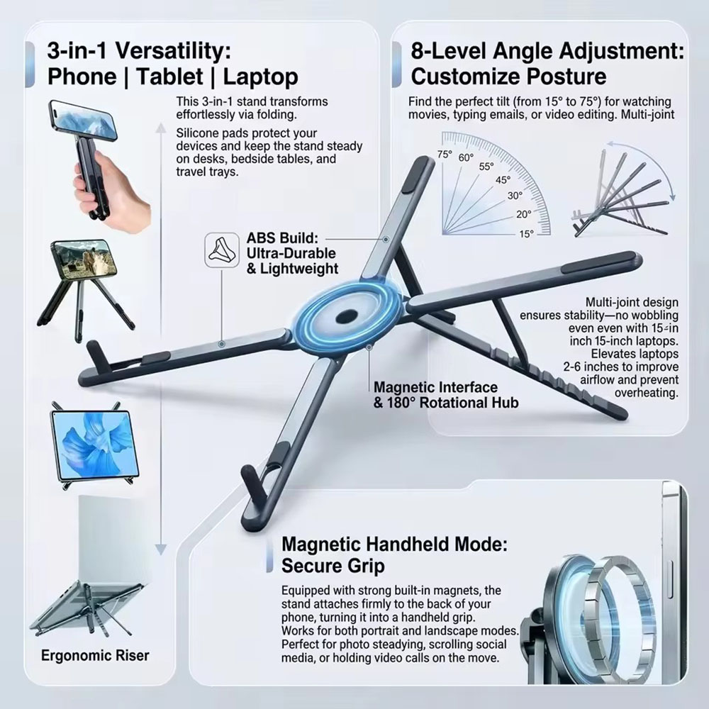 Laptop Ergonomic Accessories - Портативный магнитный держатель для телефона и