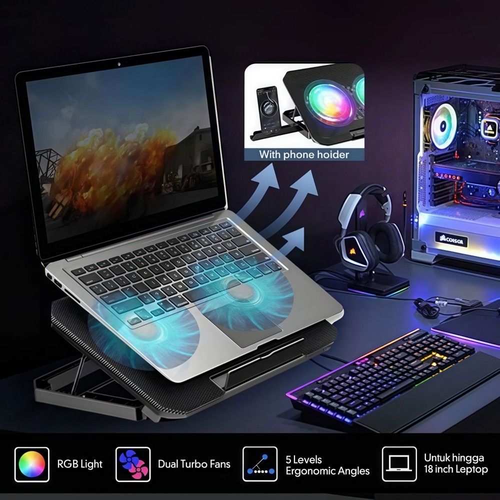 Двухвентиляторная RGB-подставк – обзор и цена Laptop Accessories Cooling Pad